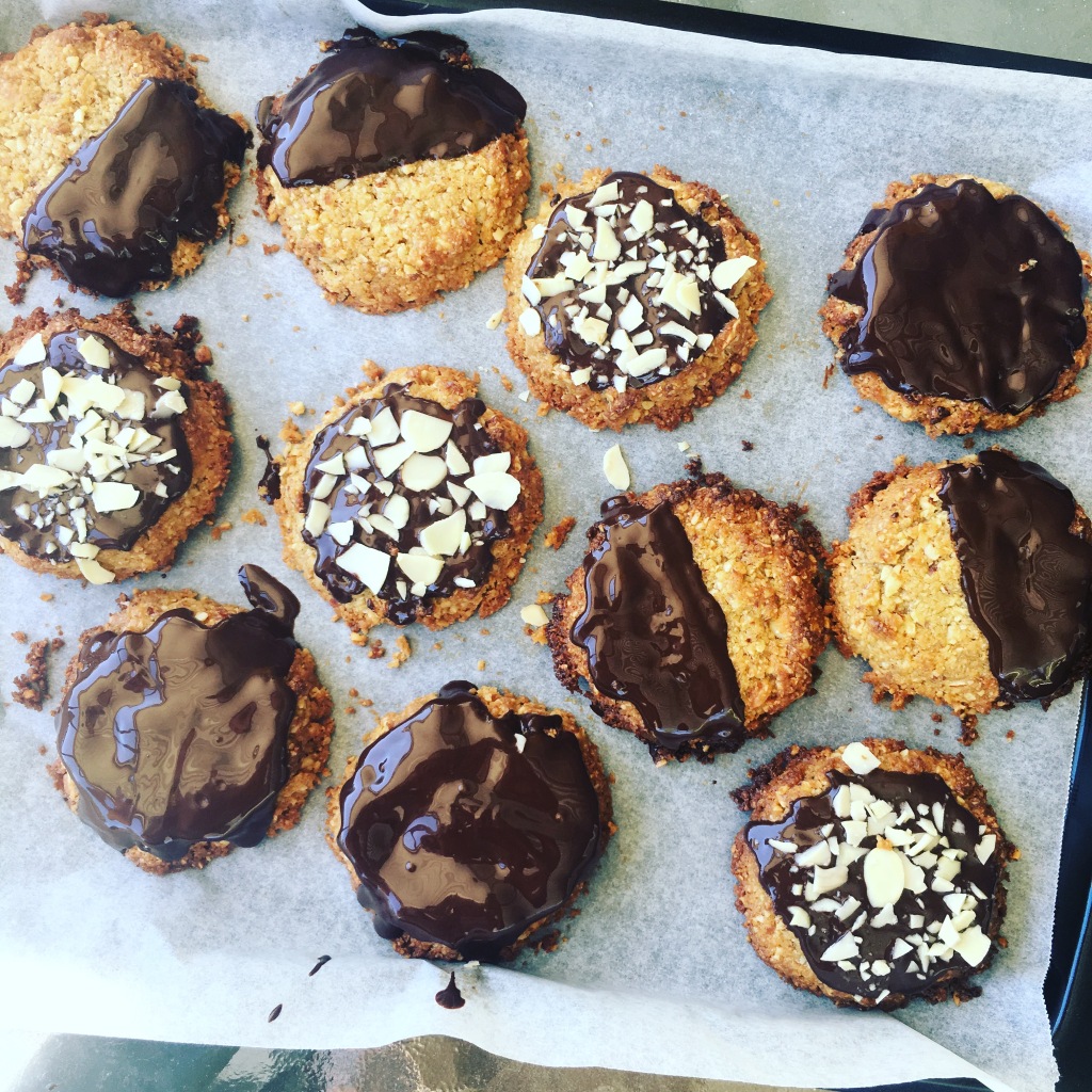 Dark chocolate almond cookies