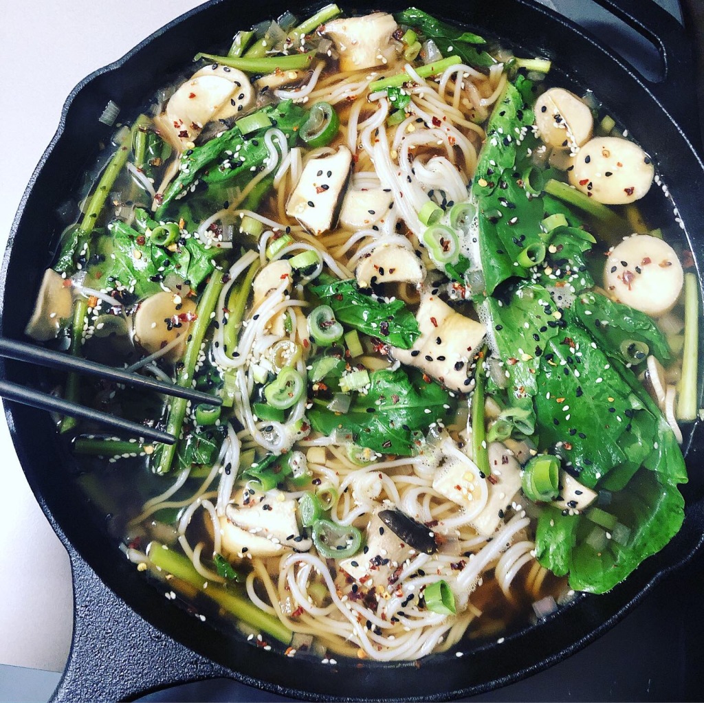 Asian broth with rice noodles